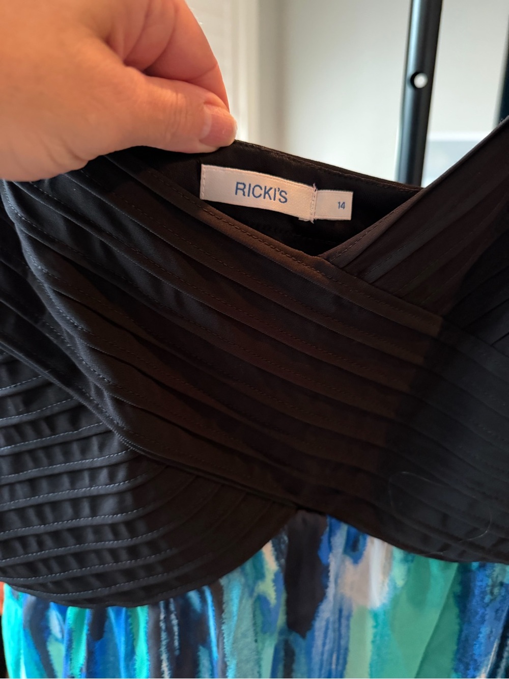 RICKI'S Black Bodice Blue Green Printed Maxi Dress - Picture 3 of 3